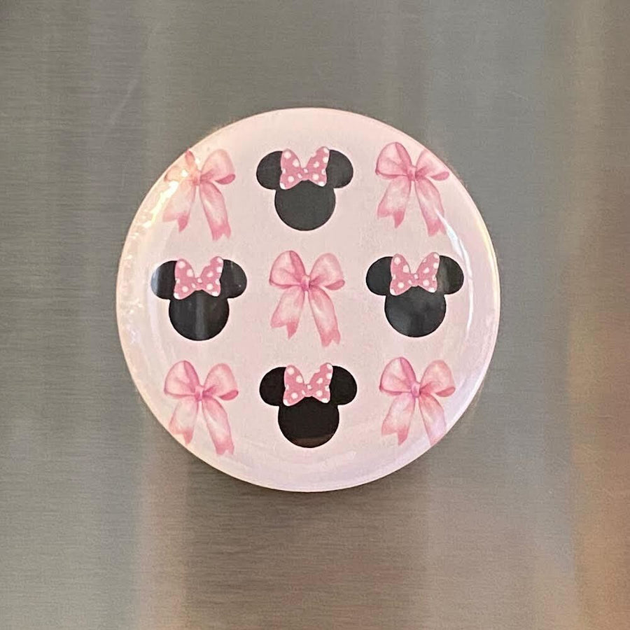 Button Magnet- Pink Bows (Pre-Order)