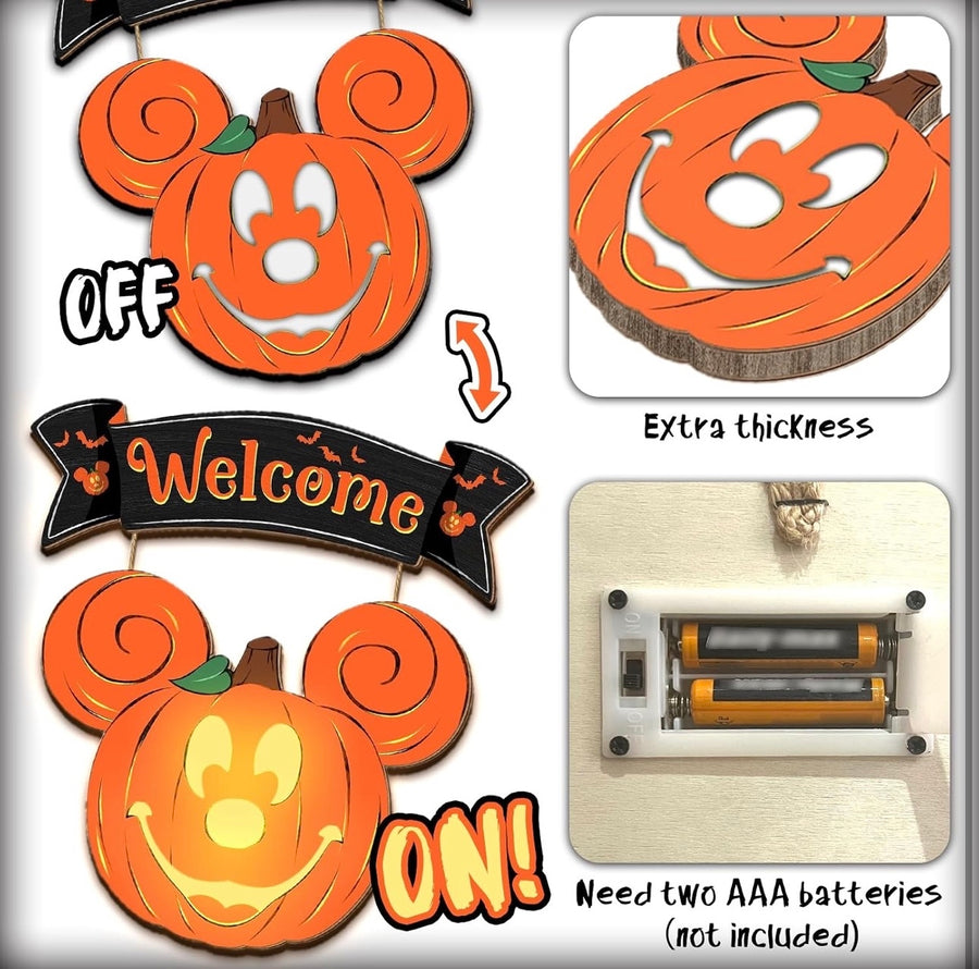 Hanging Light Up Welcome Pumpkin Sign (Pre-Order)