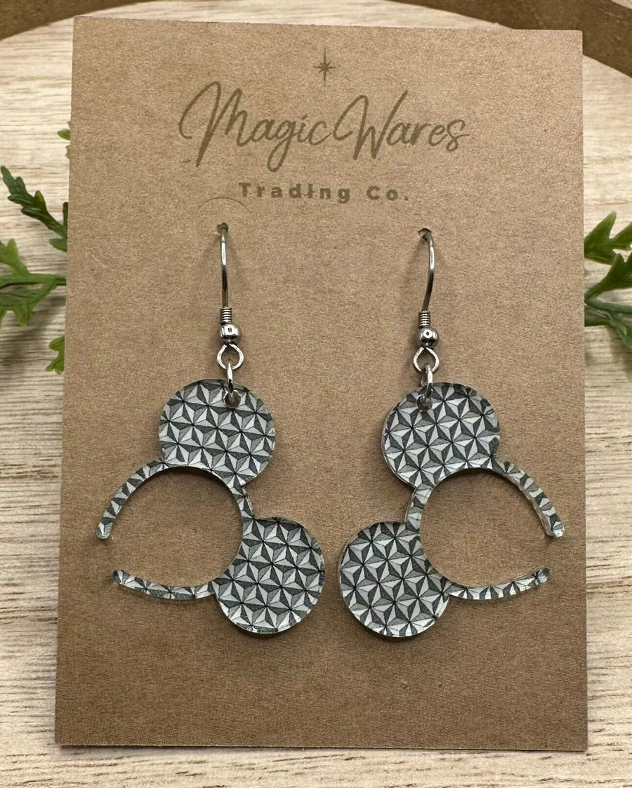 Dangle Headband Spaceship Earth Earrings (Pre-Order)