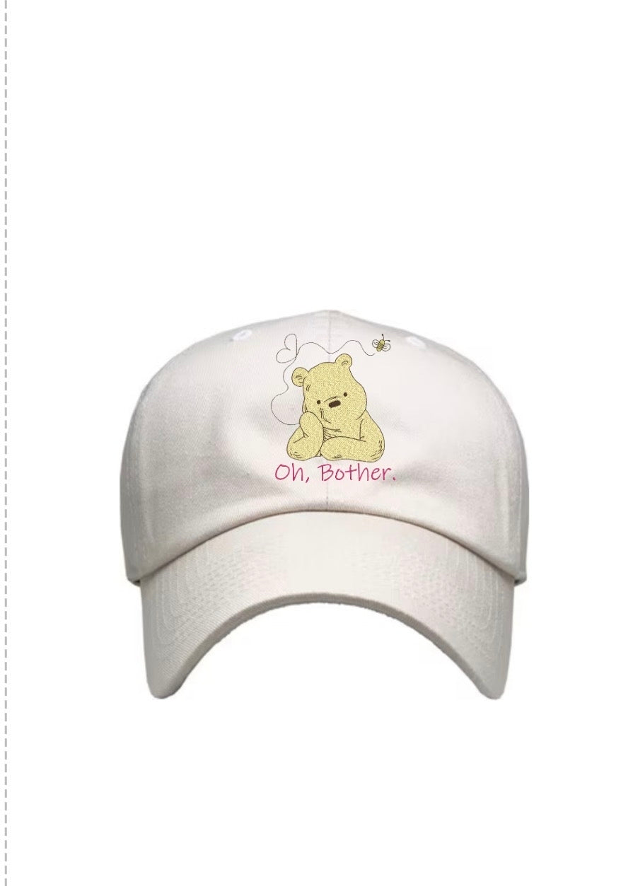 White Embroidered Oh Bother Hat (Pre-Order)