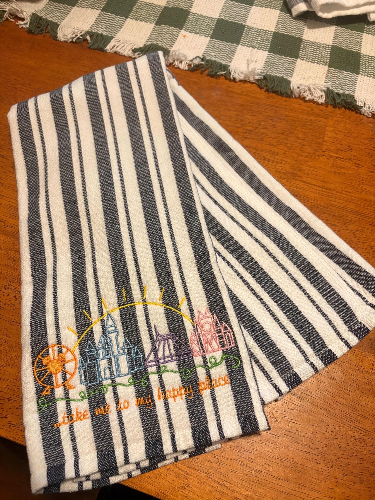 Embroidered Take Me To My Happy Place Tea Towel