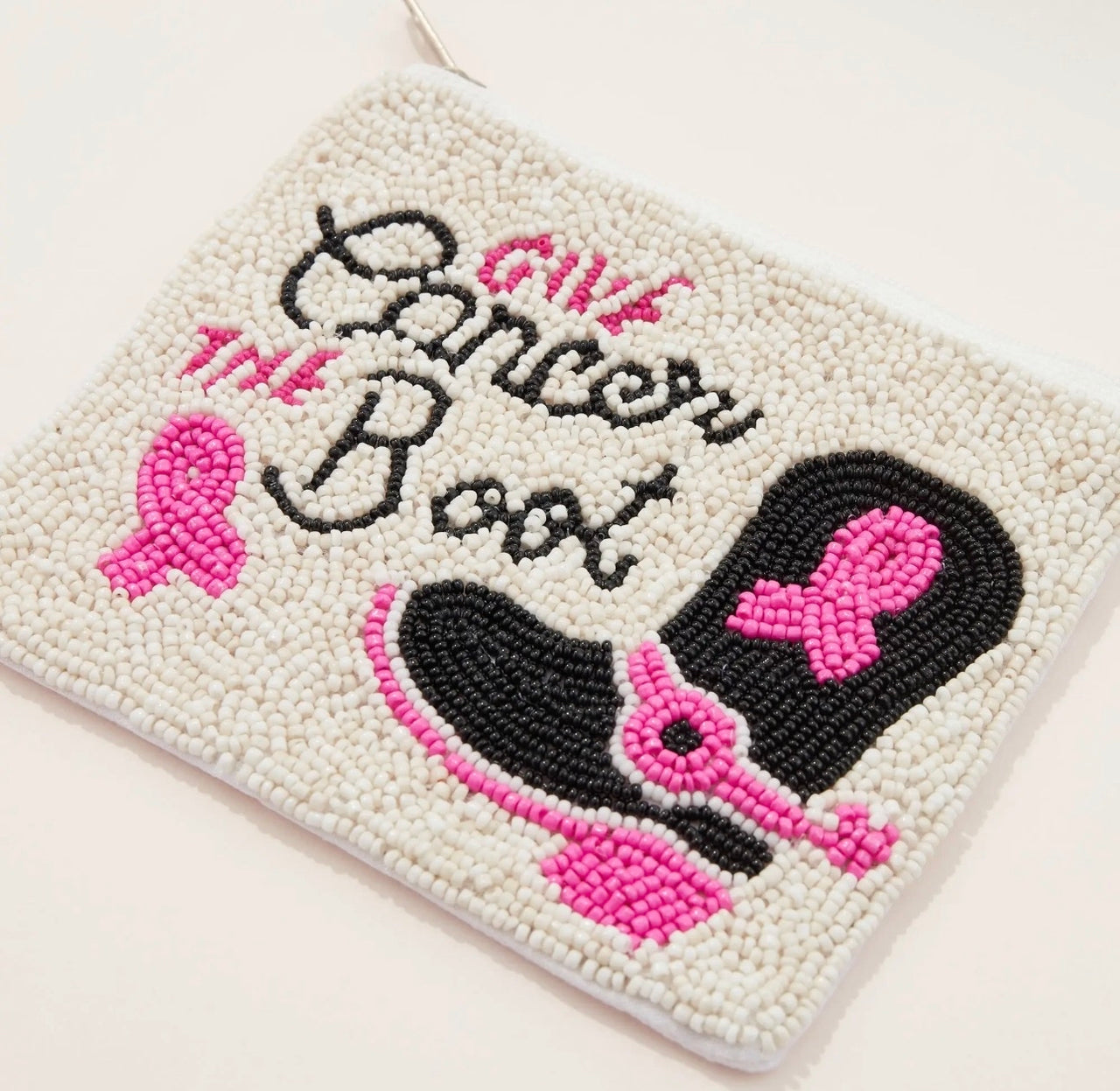 Give Cancer The Boot Beaded Canvas Pouch (Pre-Order)