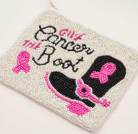 Thumbnail for Give Cancer The Boot Beaded Canvas Pouch (Pre-Order)