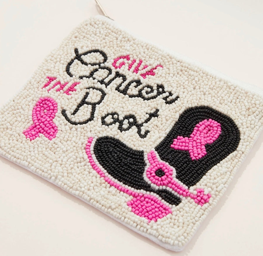 Give Cancer The Boot Beaded Canvas Pouch (Pre-Order)