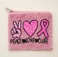 Thumbnail for Peace Love Cure Beaded Canvas Pouch (Pre-Order)