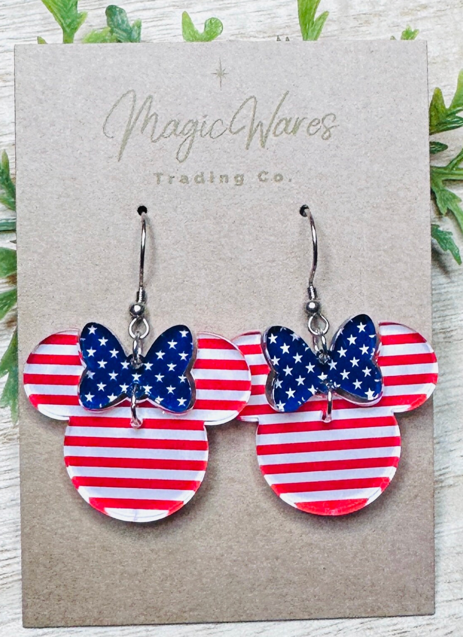 Stars and Stripes Mouse Earrings