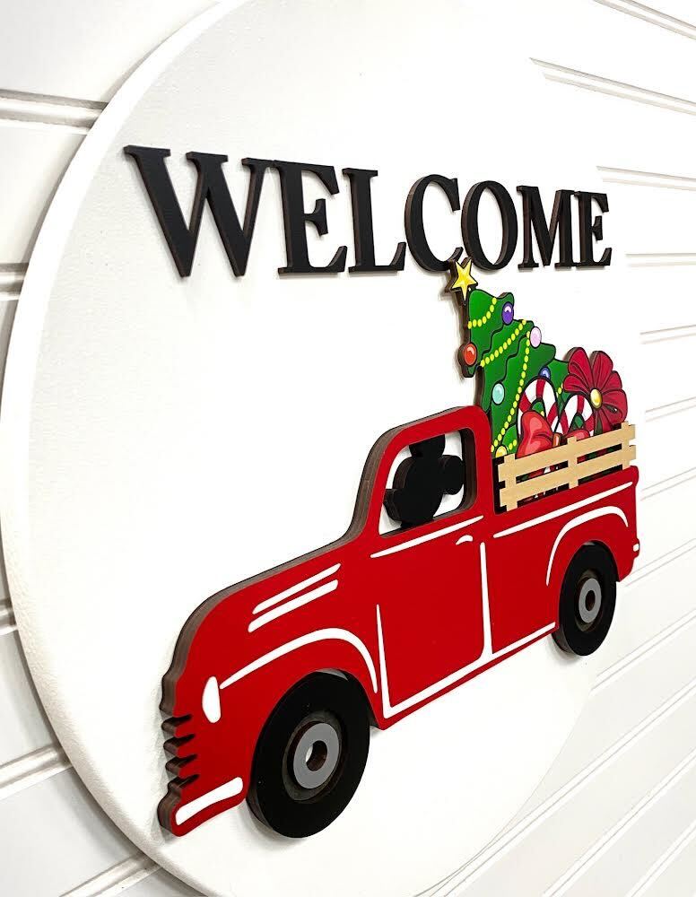 Welcome Round Interchangeable Christmas Sign (Pre-Order)