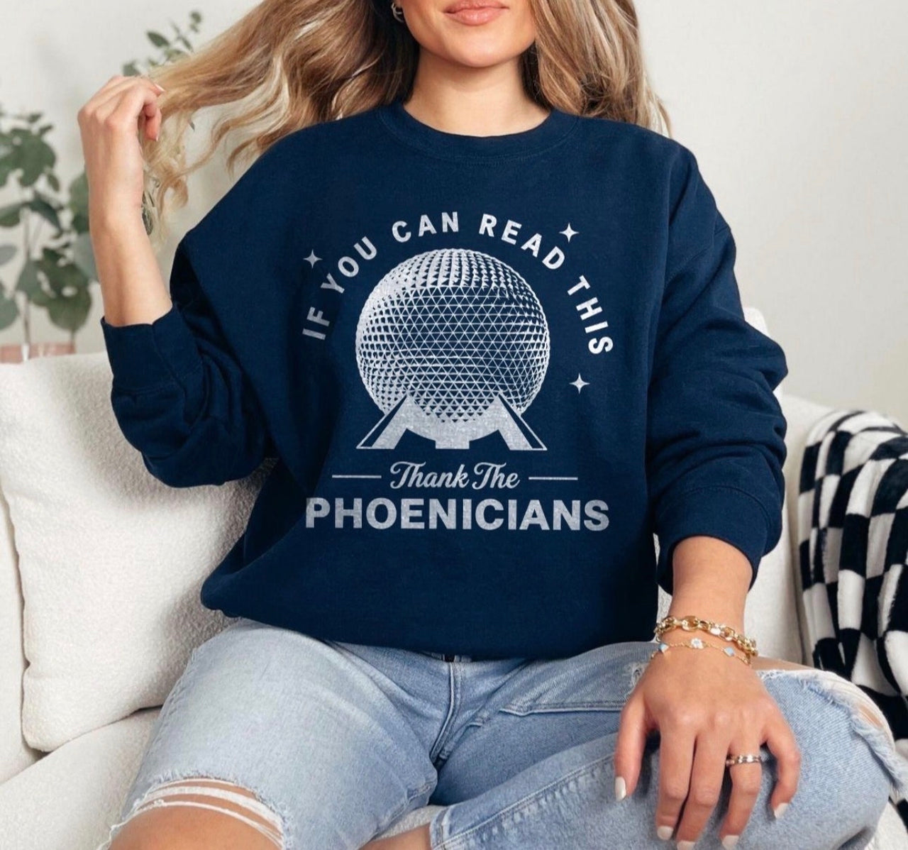 Crewneck- Navy Thank the Phoenicians (Pre-Order)