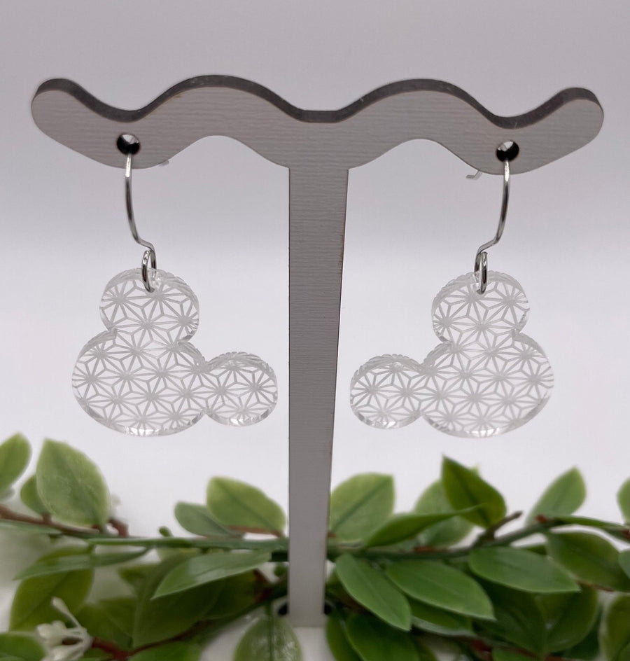 Clear Engraved Spaceship Earth Earrings (Pre-Order)