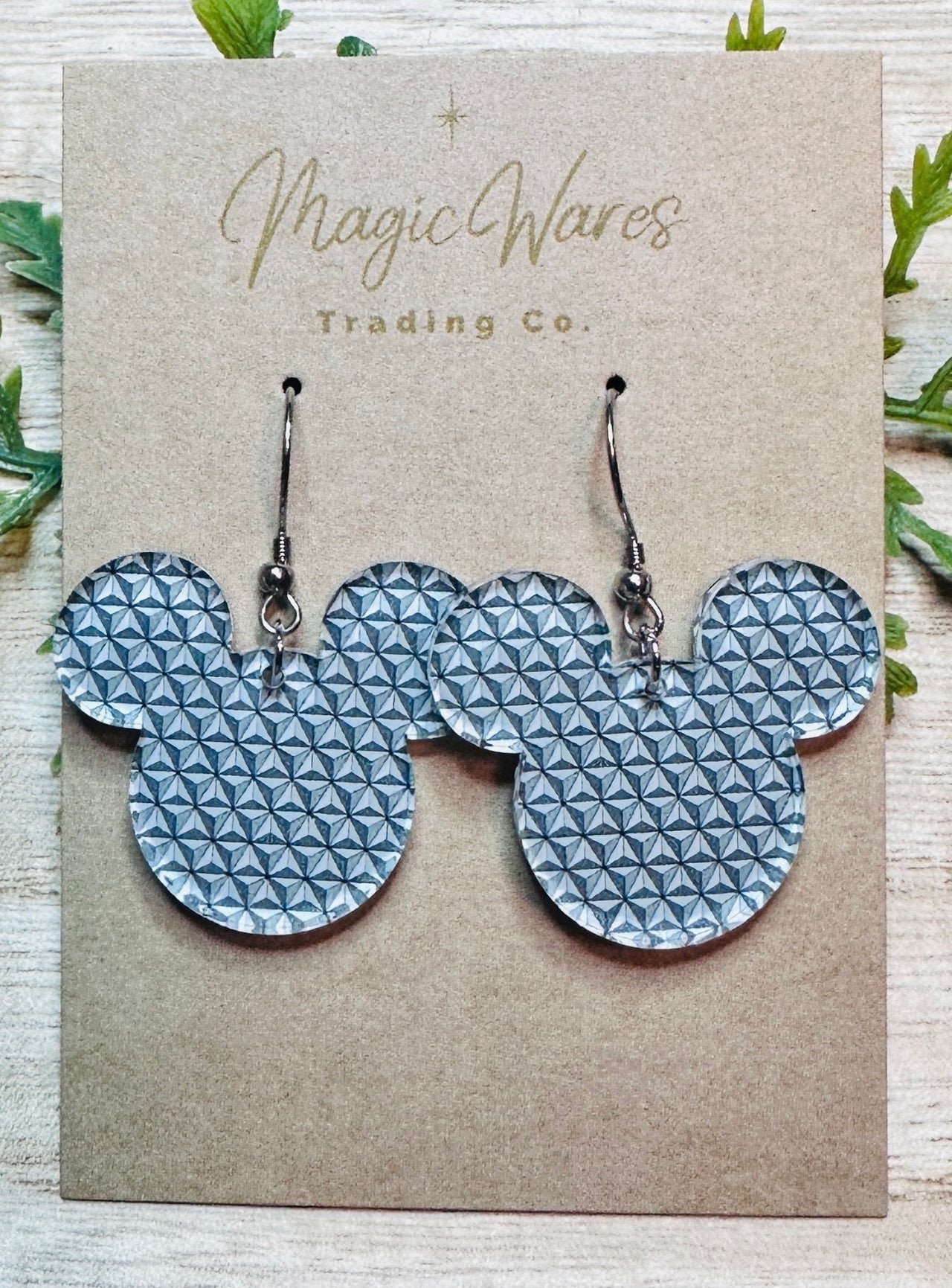 Dangle Mouse Head Spaceship Earth Earrings (Pre-Order)
