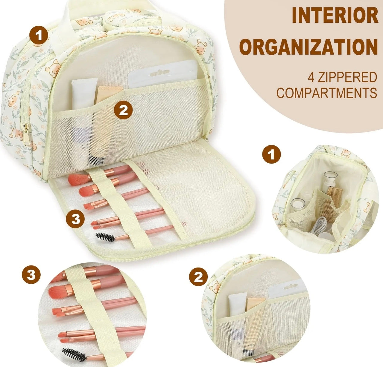 Hunny Bear Large Organizer Cosmetic Bag (Pre-Order)