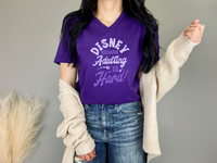 Thumbnail for V-Neck Team Purple Disney Because Adulting Is Hard Tee