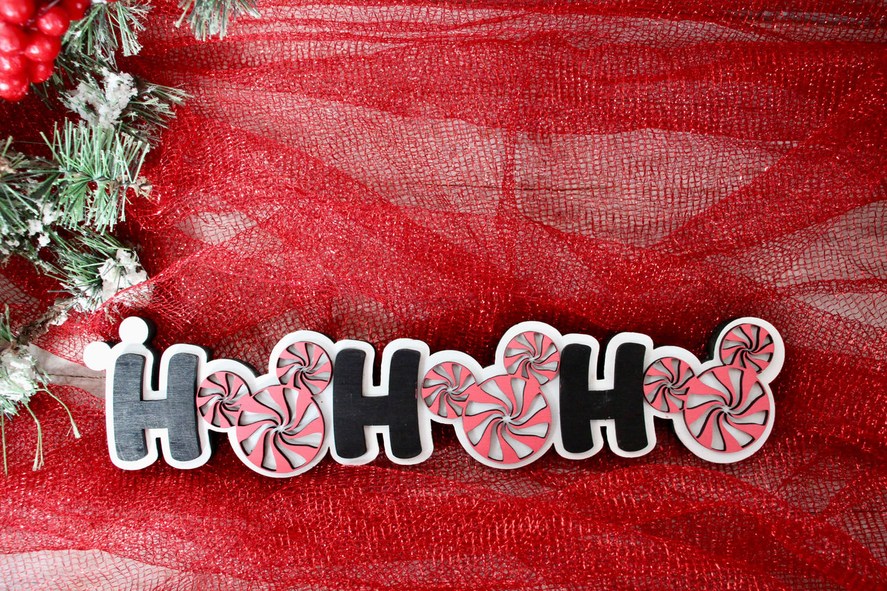 Peppermint HO HO HO Shelf Sitter Sign