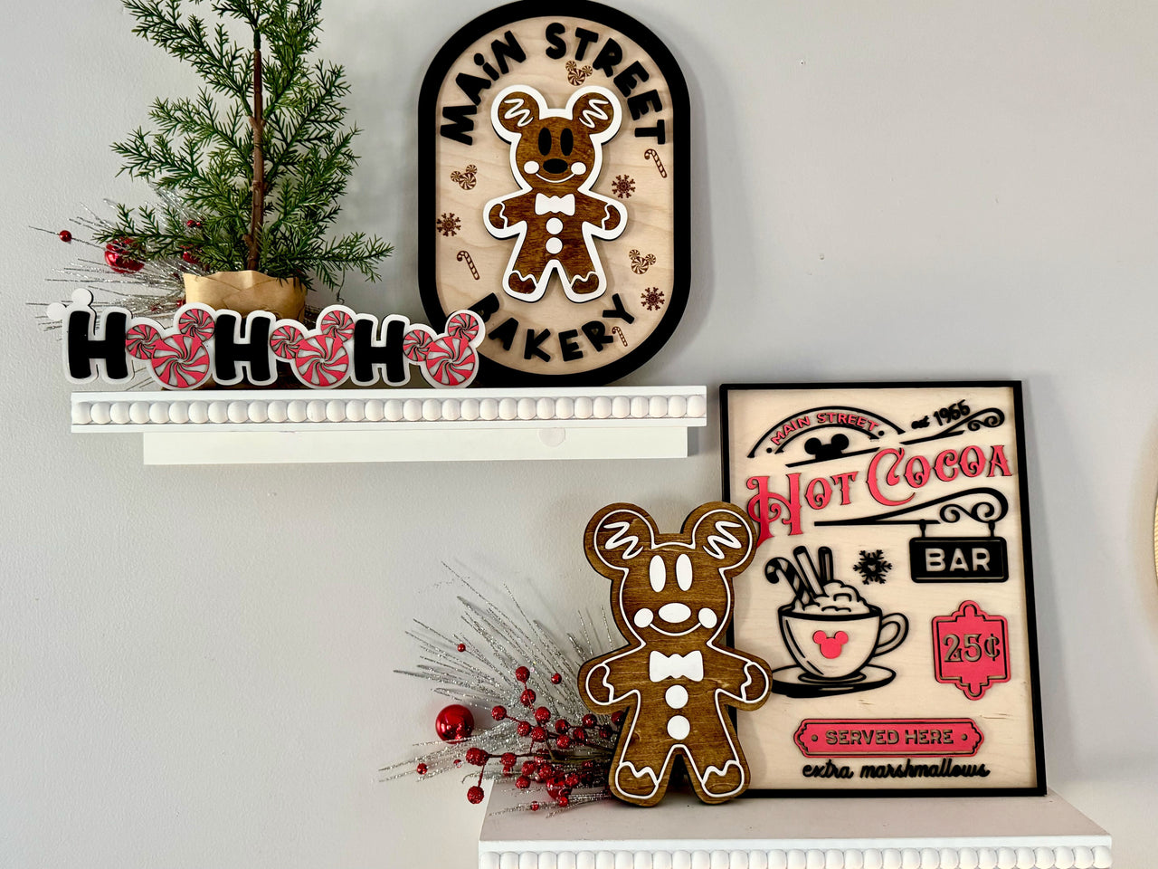 Peppermint HO HO HO Shelf Sitter Sign