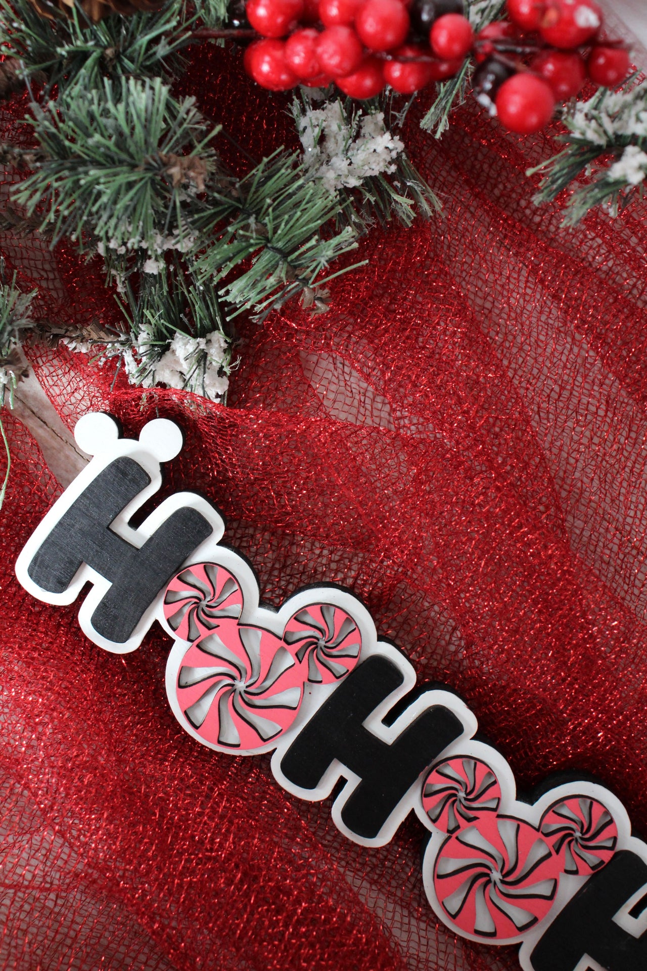 Peppermint HO HO HO Shelf Sitter Sign