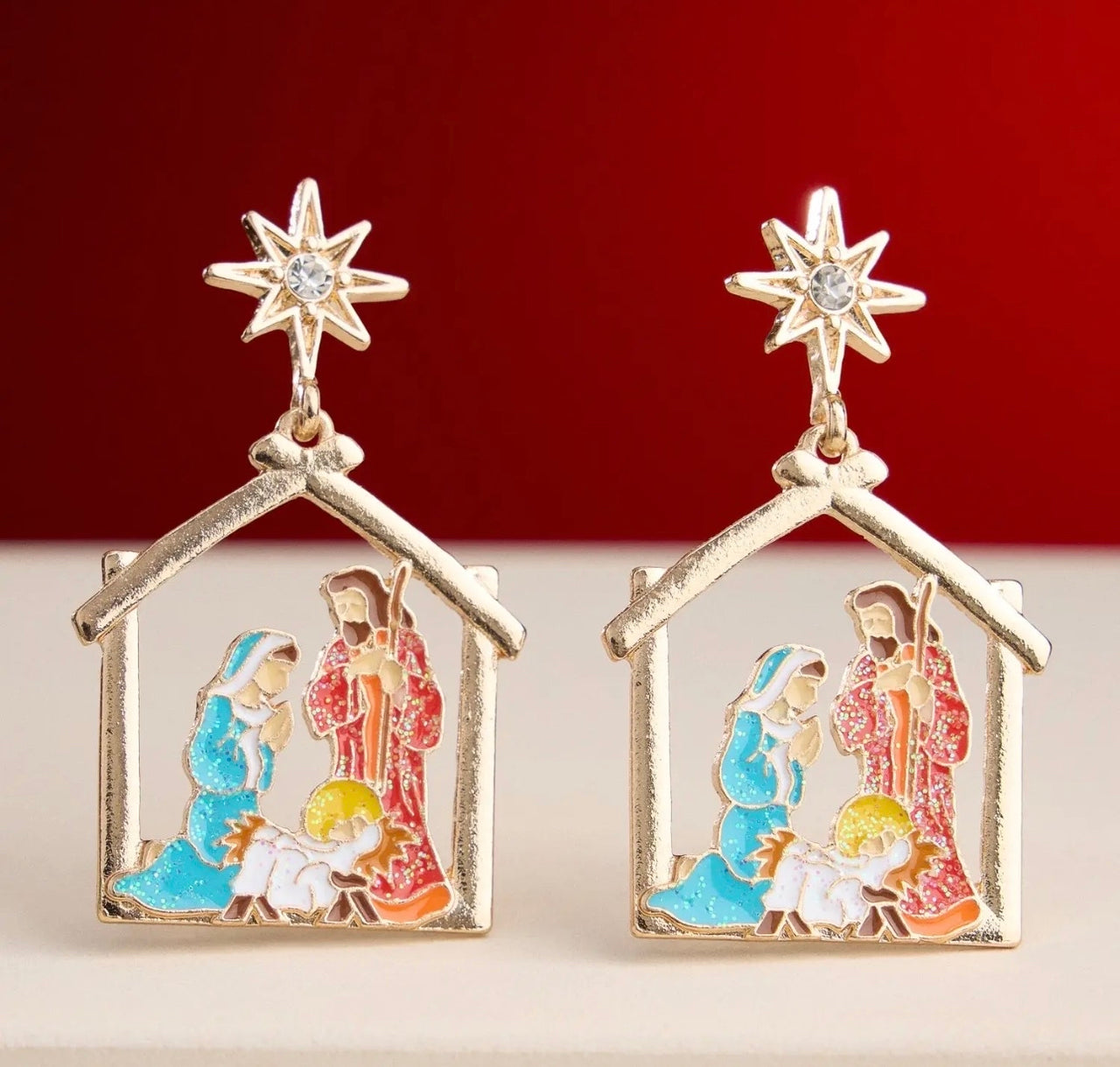 Nativity Scene Enamel Earrings (Pre-Order)