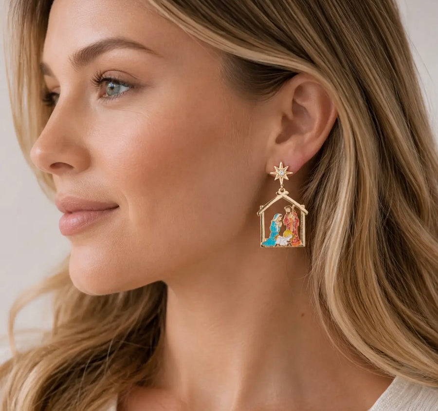 Nativity Scene Enamel Earrings (Pre-Order)