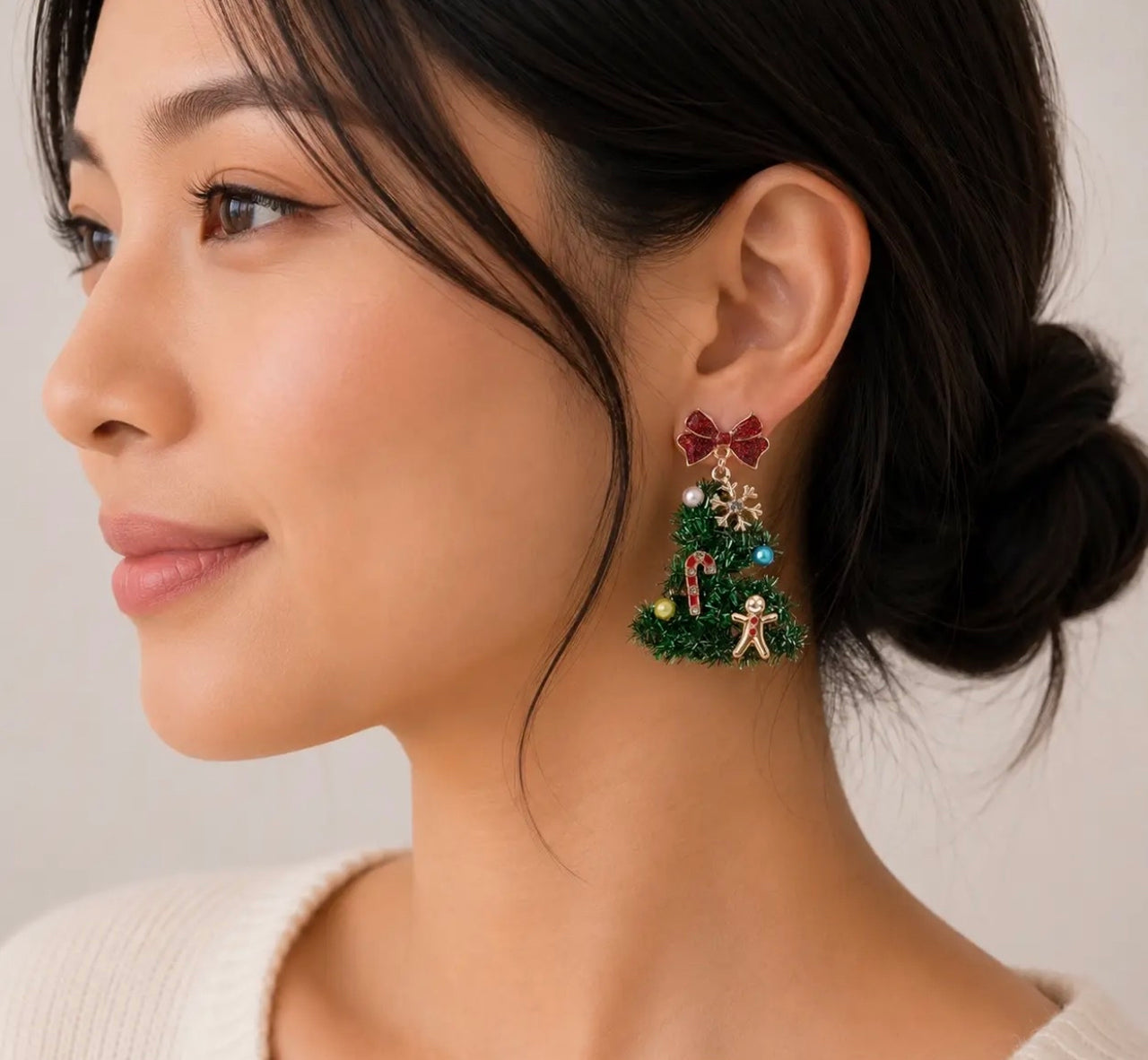 Tinsel Christmas Tree Drop Earrings  (Pre-Order)