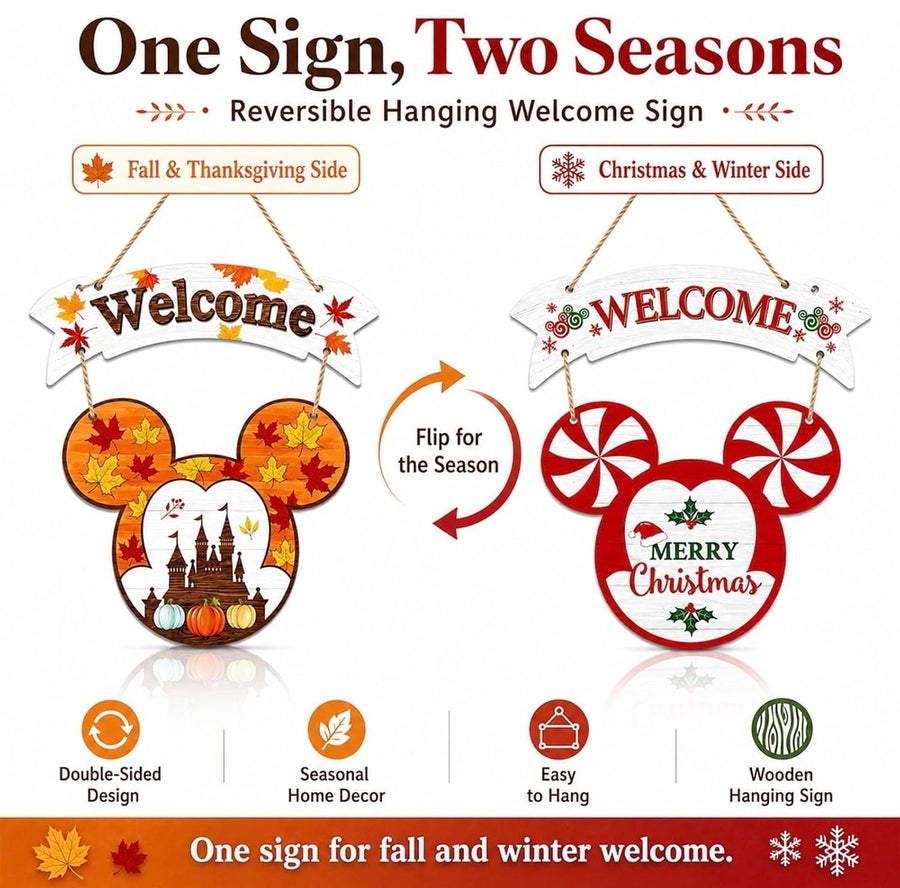 Reversible Holiday Hanging Door Sign (Pre-Order)