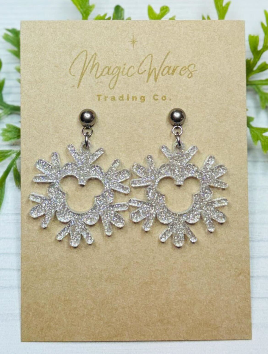 Glitter Snowflake Stud Earrings (Pre-Order)