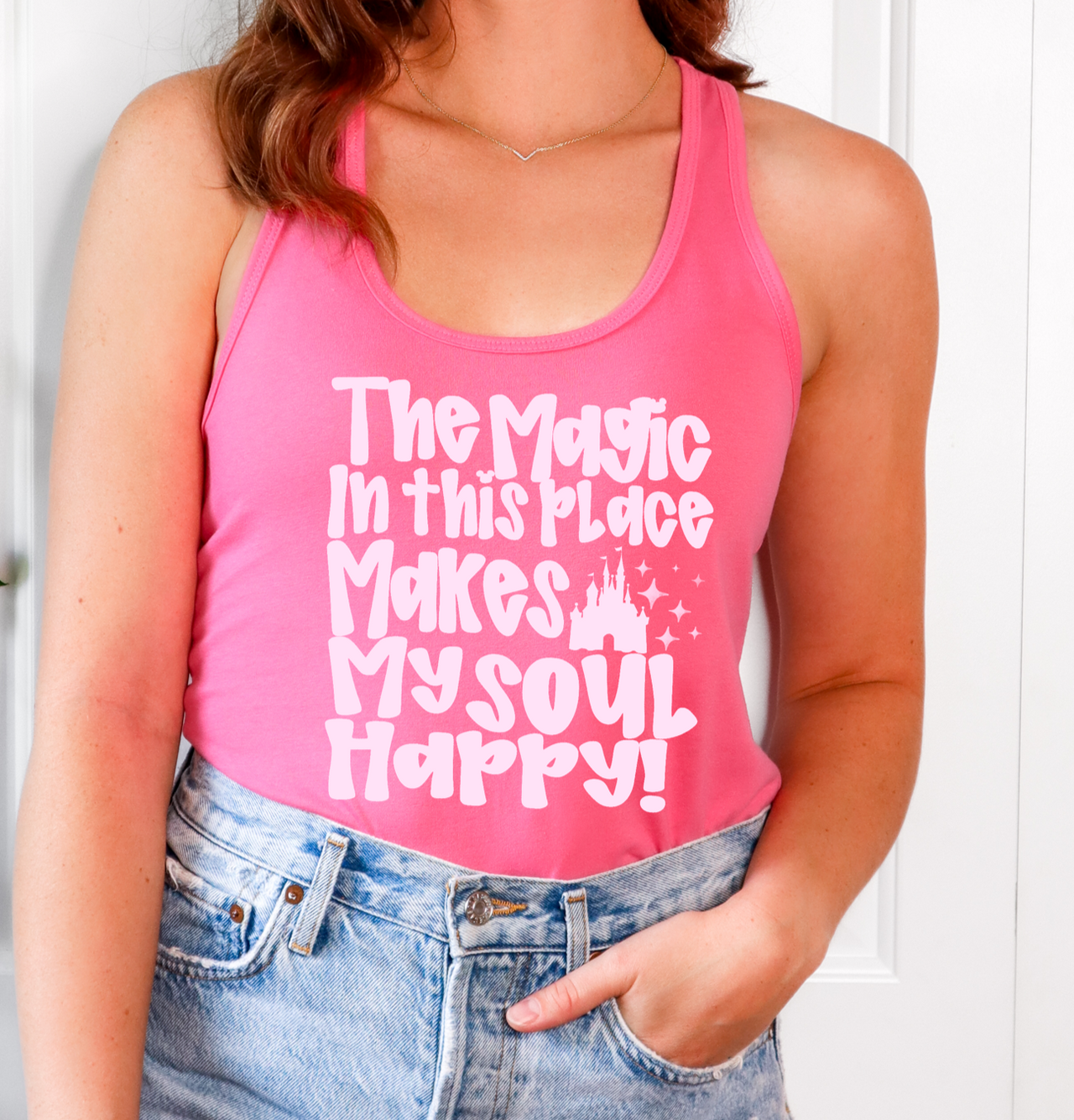 Hot Pink The Magic In This Place Racerback Tank