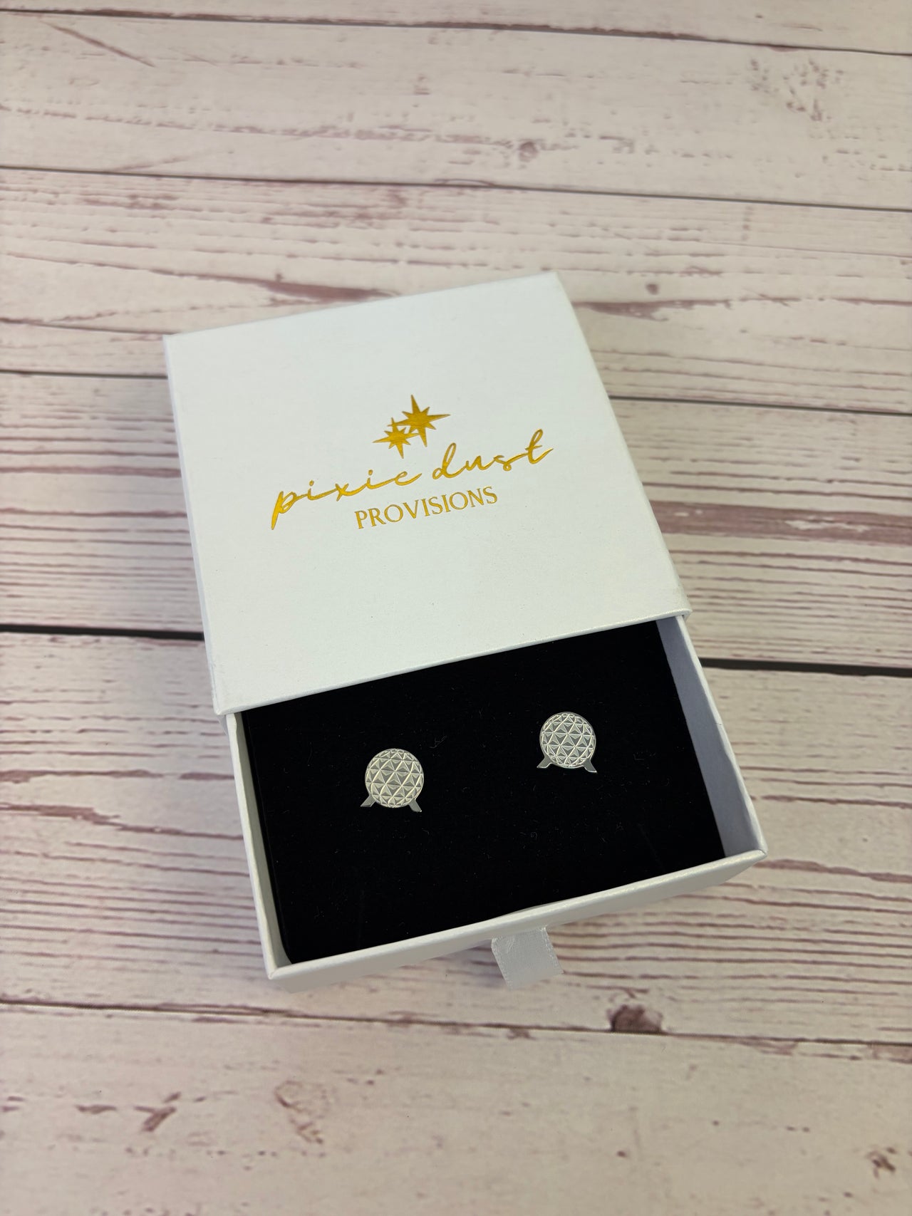 Spaceship Earth Stud Earrings - Silver