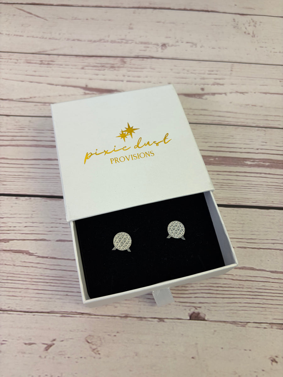 Spaceship Earth Stud Earrings - Silver