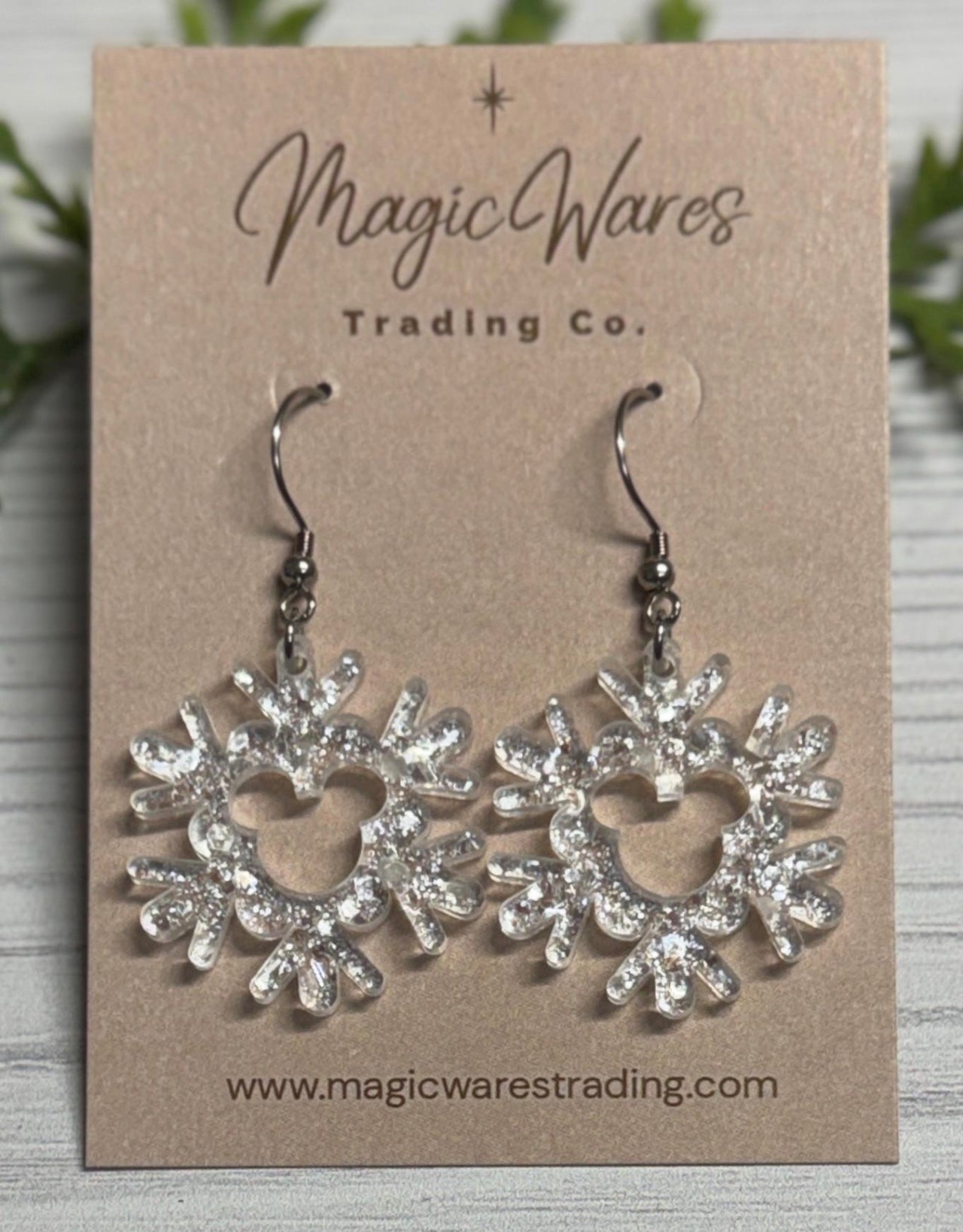 Dangle Glitter Snowflake Earrings (Pre-Order)