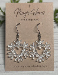 Thumbnail for Dangle Glitter Snowflake Earrings (Pre-Order)