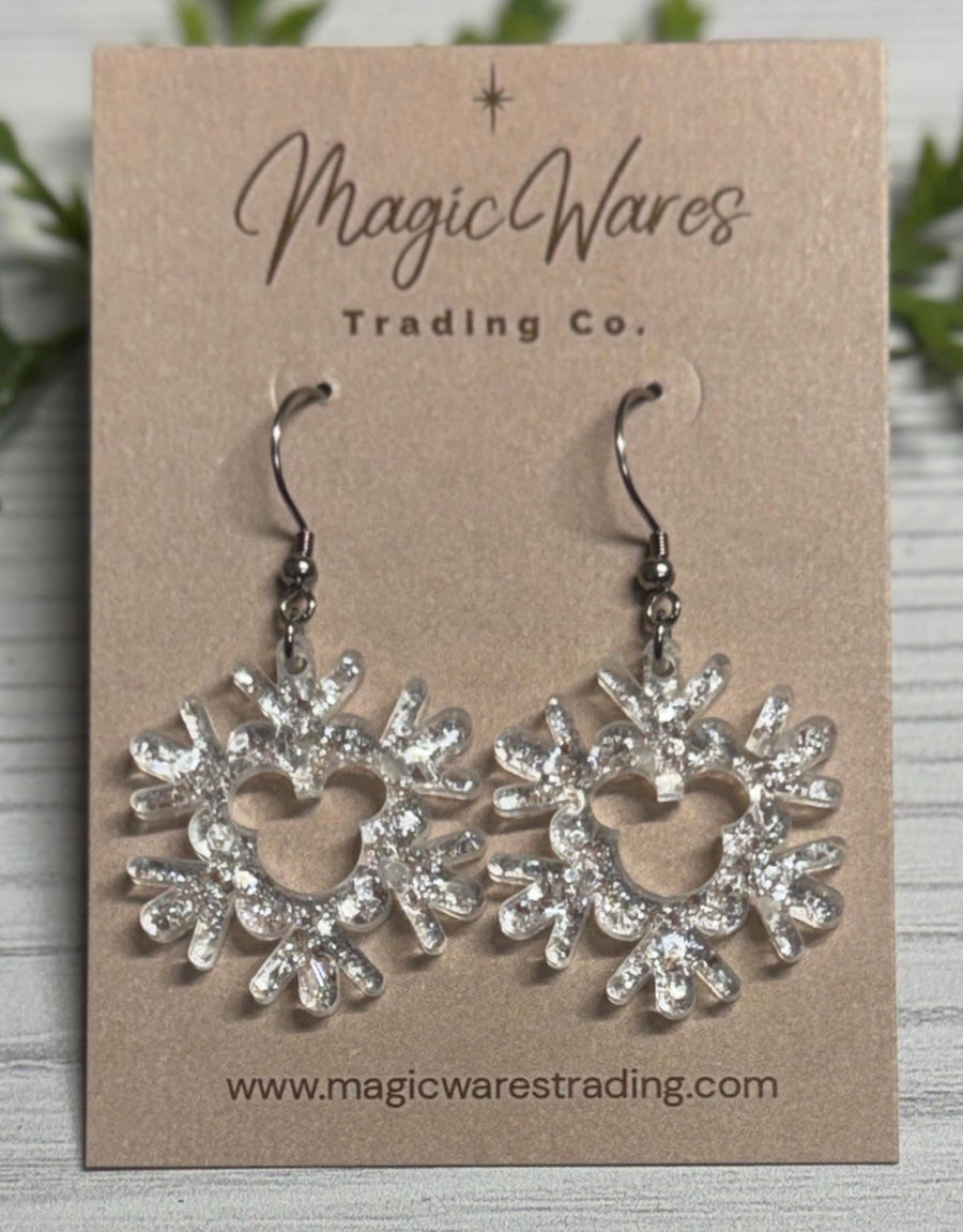Dangle Glitter Snowflake Earrings (Pre-Order)