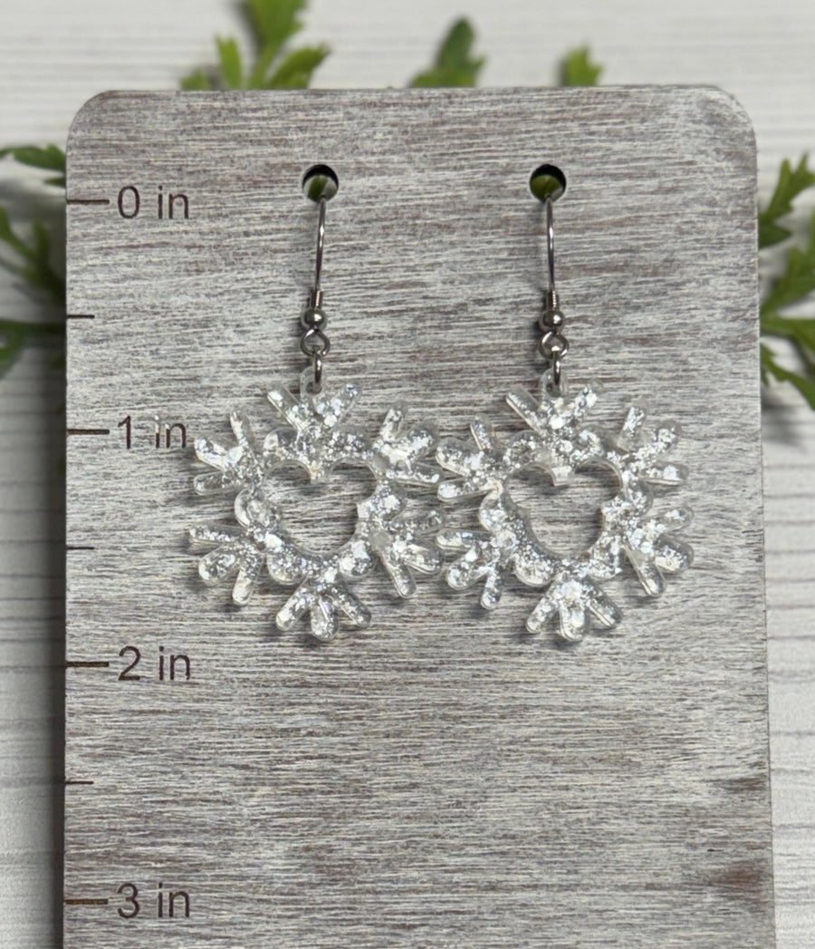 Dangle Glitter Snowflake Earrings (Pre-Order)