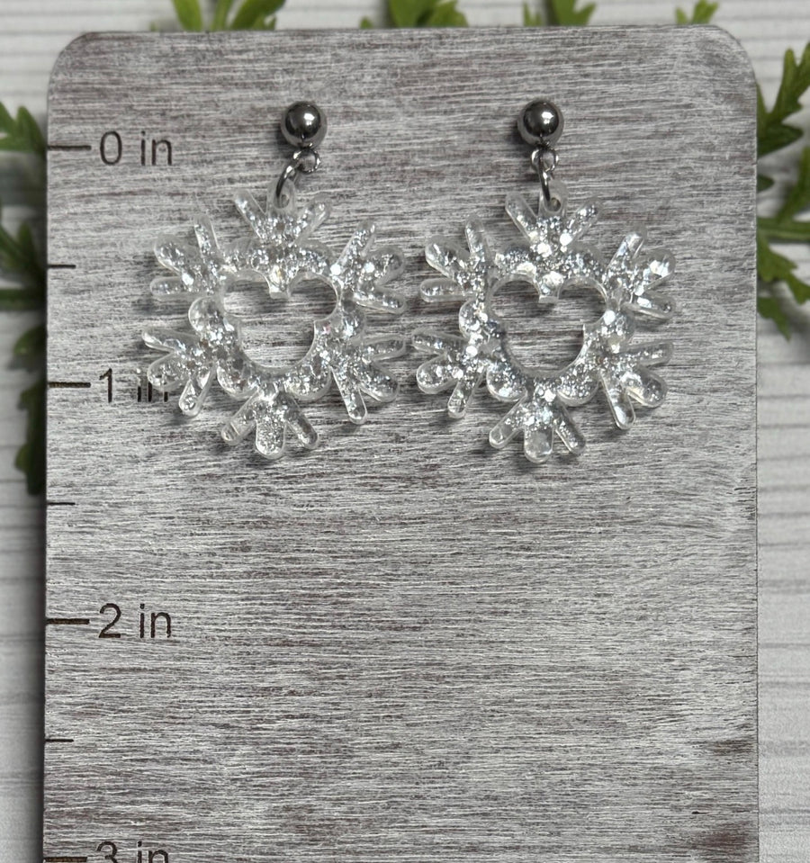 Glitter Snowflake Stud Earrings (Pre-Order)