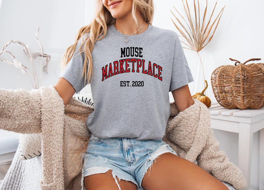 Athletic Heather Mouse Marketplace College Tee (Pre-Order)