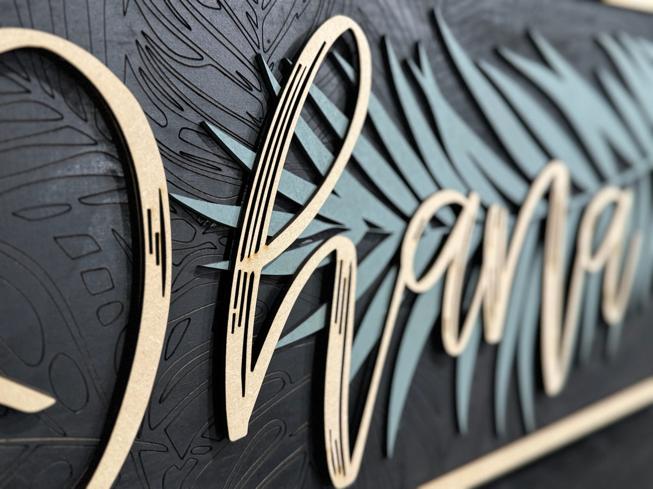 Ohana Palm Leaf Wooden Sign