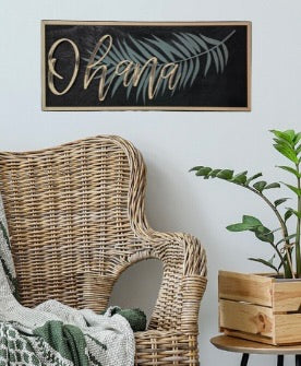 Ohana Palm Leaf Wooden Sign