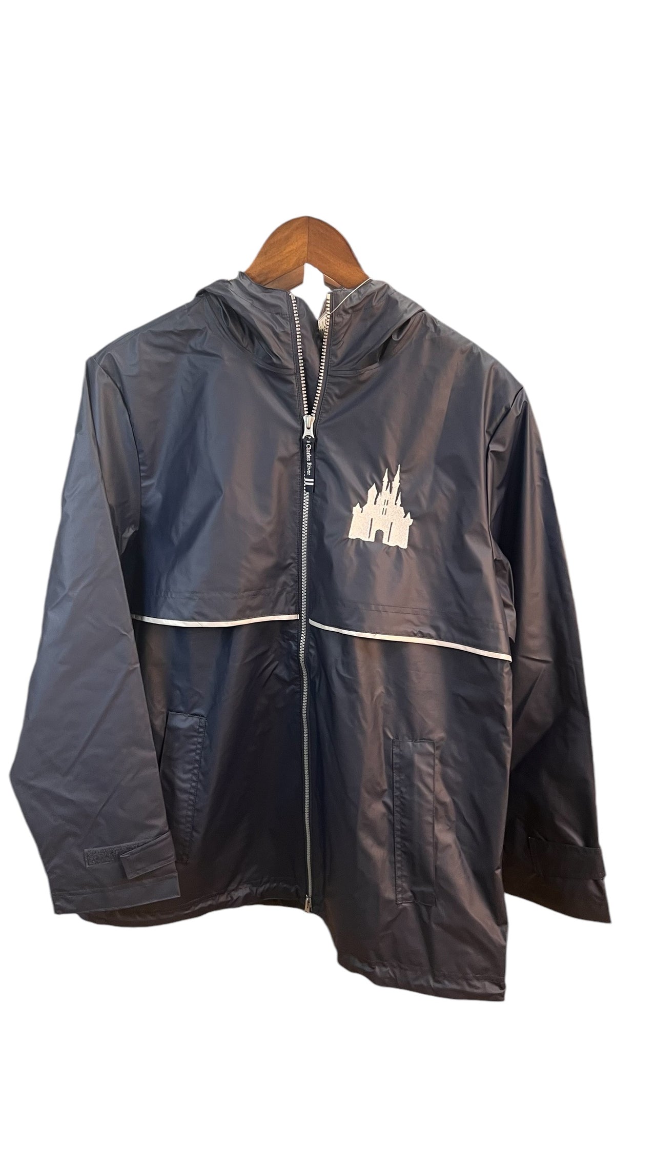 Navy Full Zip Sparkly Castle Rain Jacket