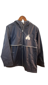 Thumbnail for Navy Full Zip Sparkly Castle Rain Jacket