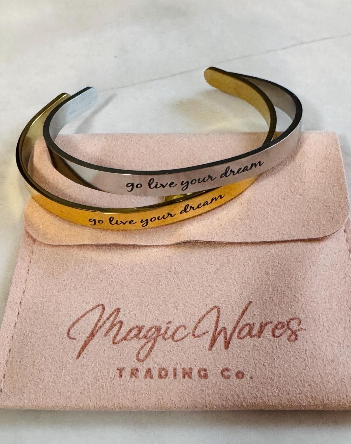 Engraved Cuff Bracelet- Go Live Your Dream