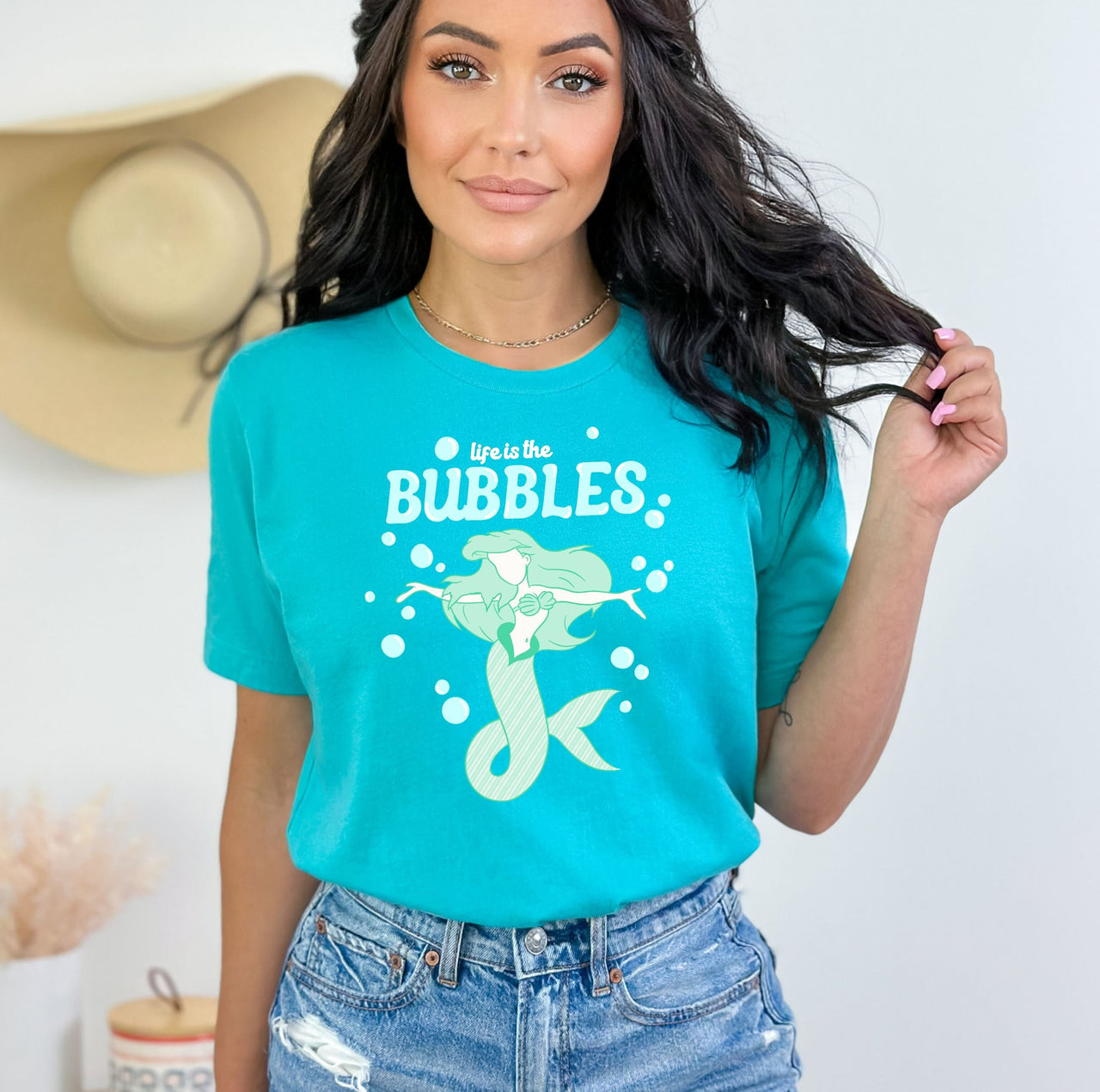 Teal Life Is The Bubbles Tee