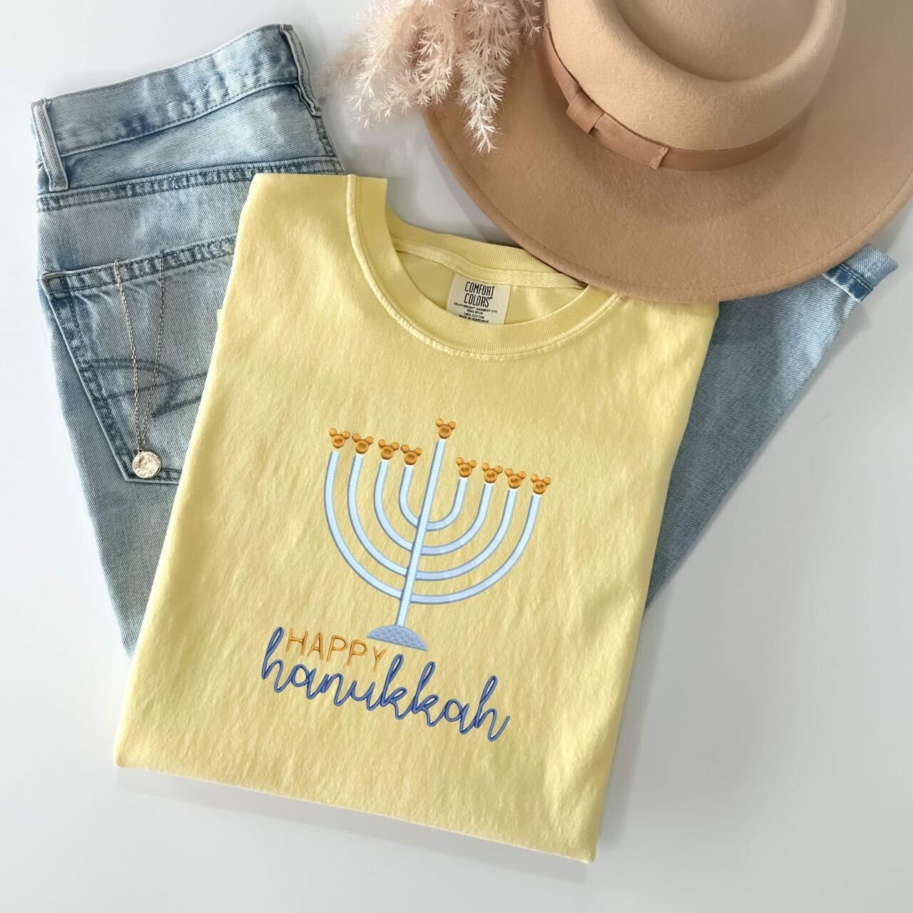 Embroidered Tee - Banana Happy Hanukkah (Pre-Order)