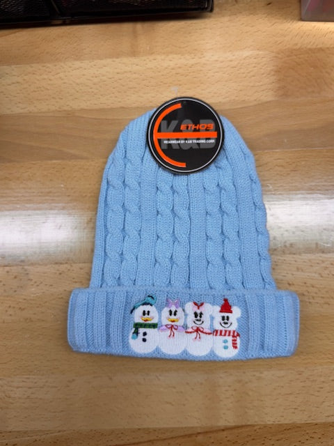 Light Blue Beanie Embroidered Snowmies (Pre-Order)