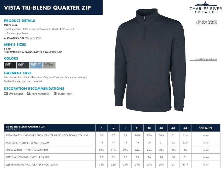 Navy Embroidered Tri-Blend Quarter Zip Sparkly Castle (Pre-Order)