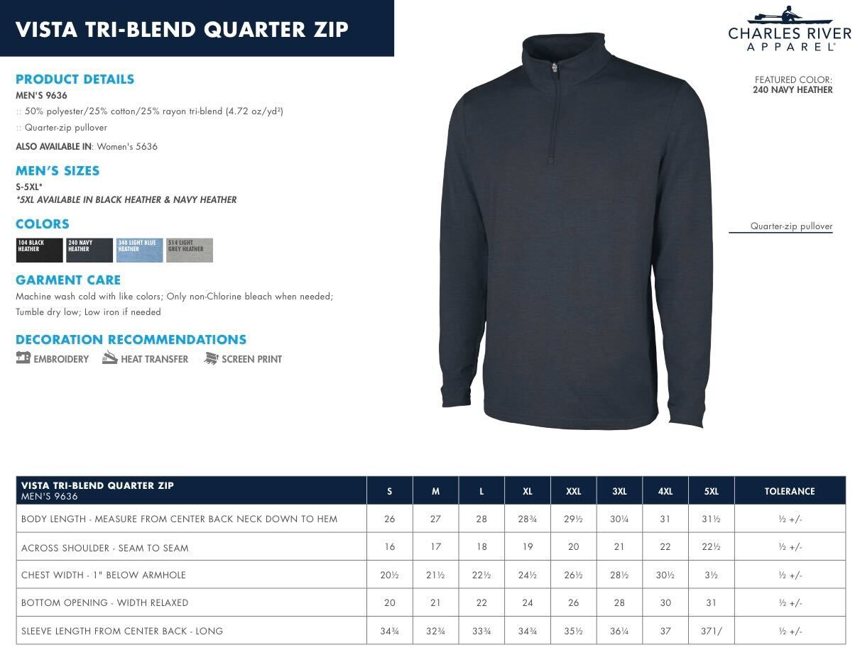 Black Tri Blend Quarter Zip Sparkly Embroidered Castle (Pre-Order)