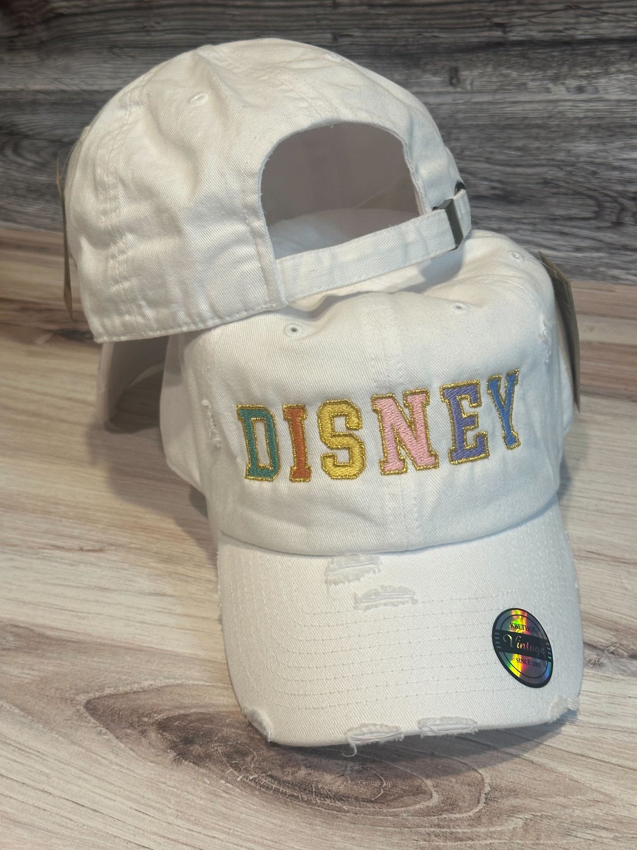White Regular Embroidered Varsity Disney Hat