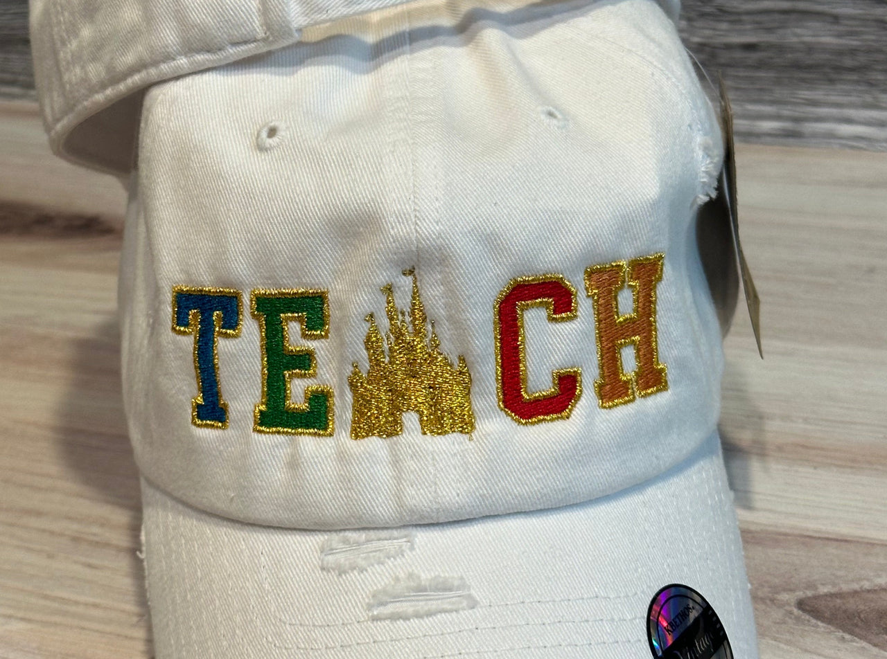 White Embroidered Teach Varsity Hat (Pre-Order)