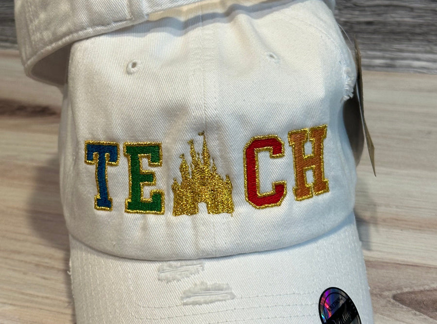 White Embroidered Teach Varsity Hat (Pre-Order)