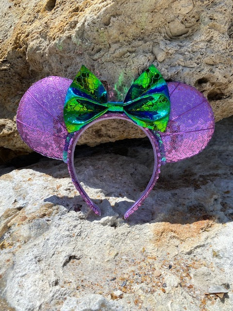 Purple Shell with Green Bow Ears