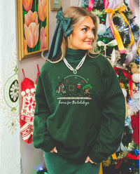 Thumbnail for Crewneck Forest Green Embroidered Home For Holidays (Pre-Order)