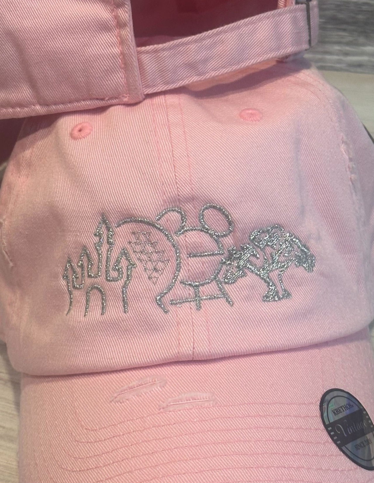 Pink Sparkly Four Parks Embroidered Hat