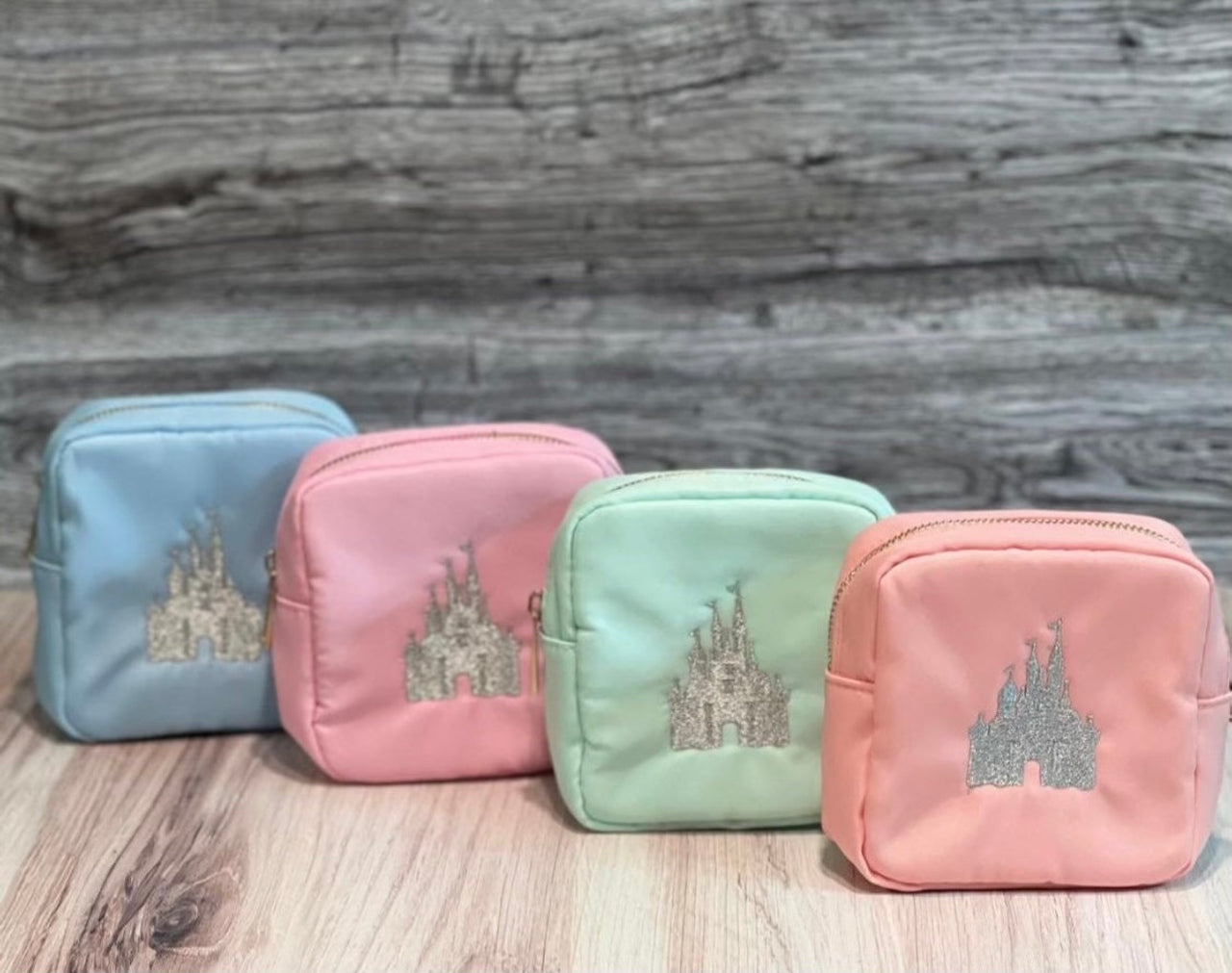 Small Metallic Castle Embroidered Pouch